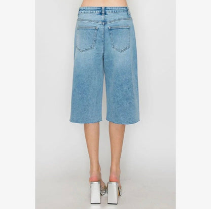 Wild Raw Hem Bermuda Denim Shorts - She Rare Boutique